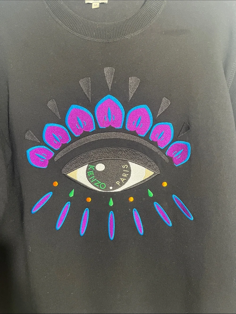 KENZO Paris Eye Motif Embroidered Crewneck Sweatshirt Black